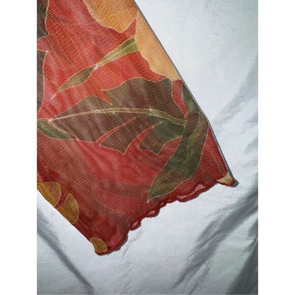 Ashley Stewart Vintage Sheer Hibiscus Tropical Print Button-Up - Picture 5 of 6